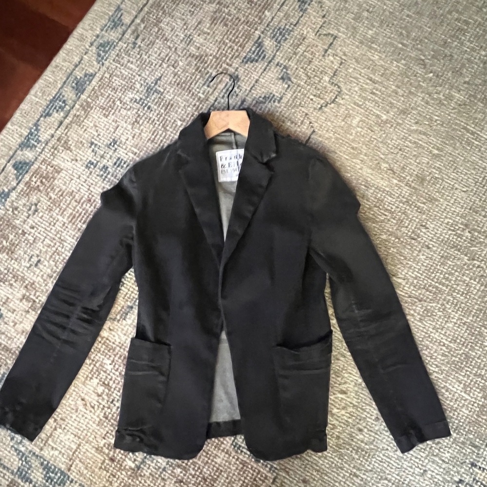 Frank & Eileen Dublin Blazer Black Italian Performance Denim Jacket XS USA